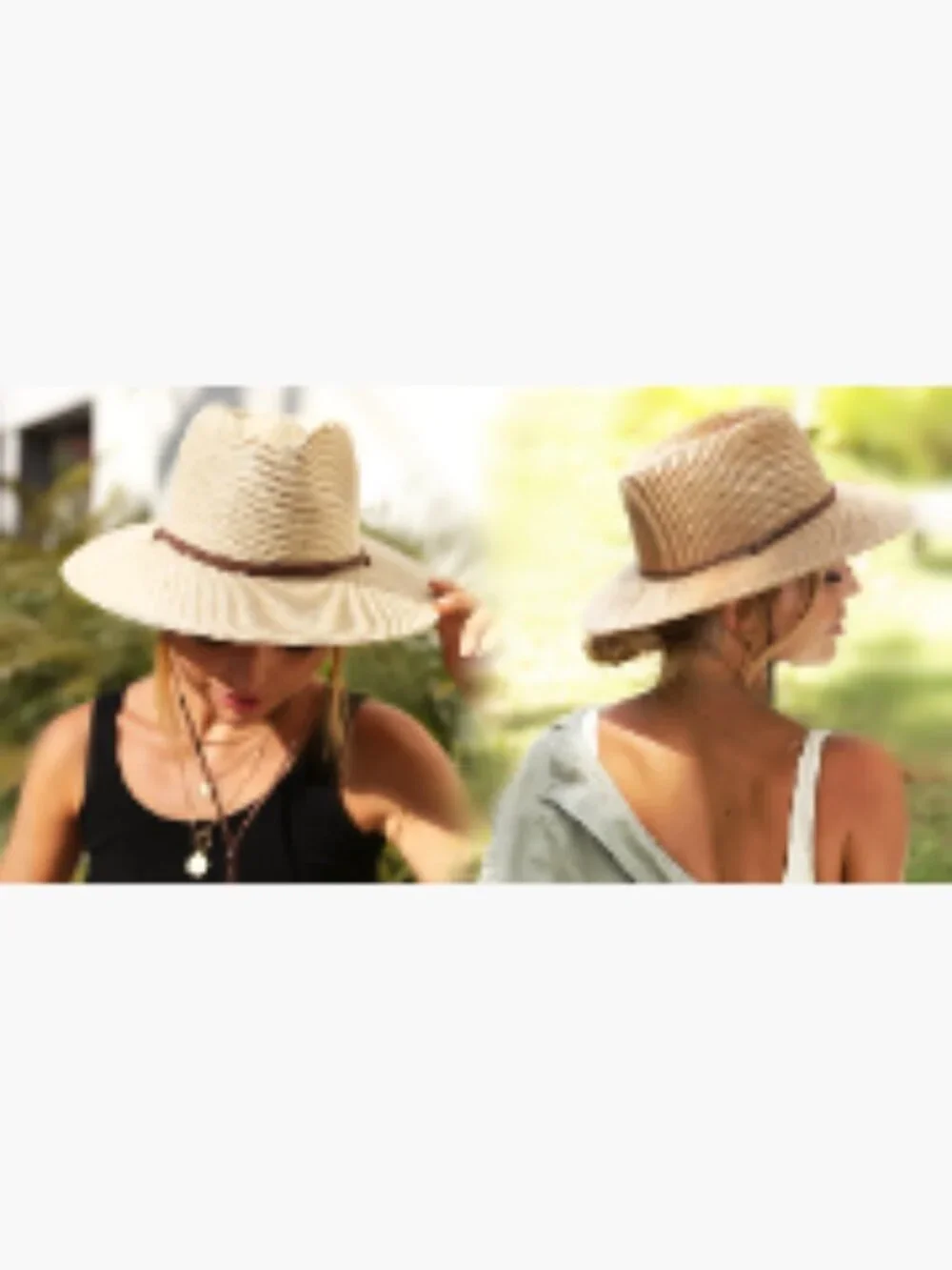 Wide Brim Straw Sun Hat with Wind Lanyard UPF 80+